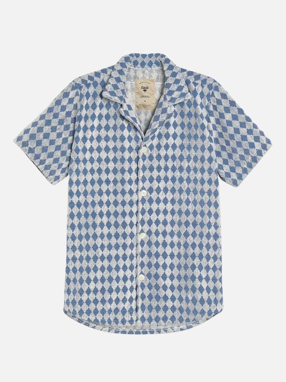 NEW OAS men's diamond cuba terry shirt in navy
